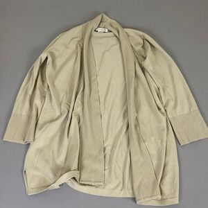 JONES NEW YORK Cardigan Sweater Women's XL Beige Knit Open Front Rayon Blend **